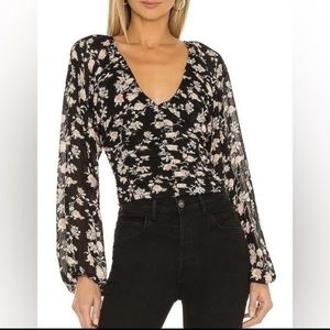 NWT Free People floral chiffon ruched top
